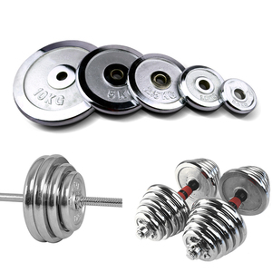 Tạ đòn, tạ tay bằng gang đúc bạc miễn phí, giá rẻ, thiết bị tập thể dục phòng gym với logo tùy chỉnh, loại đĩa tạ có viền bảo vệ - Product Image 3