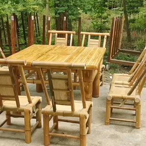 <b>Bamboo</b> Garden Set <b>Table</b> And Chairs 45x35x90 Cm Asian Style Outdoor Furniture For Garden Seating - Product Image 2