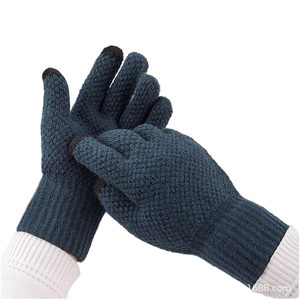 Vente en gros de <span class=keywords><strong>gants</strong></span> d'hiver chauds et décontractés doublés en <span class=keywords><strong>polaire</strong></span> jacquard <span class=keywords><strong>Gants</strong></span> tricotés en acrylique pour écran tactile - Product Image 2