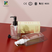 Flacon d'huile corporelle transparent en plastique de luxe, anti-fuite avec pompe à pression, 200 ml, pour huile d'olive, soins du corps et des cheveux, avec boîte