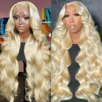 Pelucas de Cabello Indio Virgen Natural al por Mayor, sin Pegamento, Color Piano con Reflejos, Ondas Profundas, Rubio Miel, 13x4 13x6, con Frente de Encaje para Mujer Negra