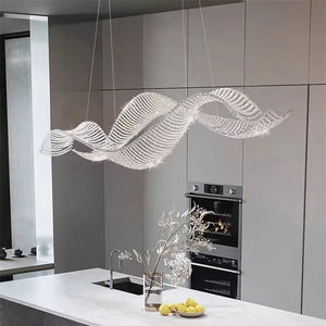 Candelabro colgante LED moderno, luminaria de suspensión de onda de cristal cromado regulable para comedor, decoración del hogar alimentada por CA - Product Image 3