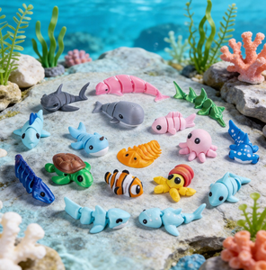 Jouet articulé en forme d'animal marin imprimé en 3D pour le jeu aquatique, figurine miniature de créature marine, cadeau éducatif pour enfant sur la biologie marine - Product Image 1