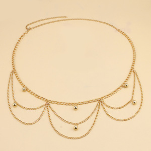 Cadena de Cintura de Moda con Colgante de Bola Dorada, Cadena de Cintura Multicapa, Accesorio Retro para Fiesta, Aleación de Zinc, Un Solo Círculo - Product Image 3