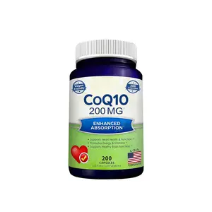 200 캡슐 Co Q-10 품질 비타민식이 보충제는 건강한 혈압을 유지하는 데 도움이됩니다