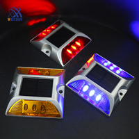Clou Routier Solaire à LED en Aluminium Clignotant IP68 pour Trottoirs, Réflecteur Routier Solaire