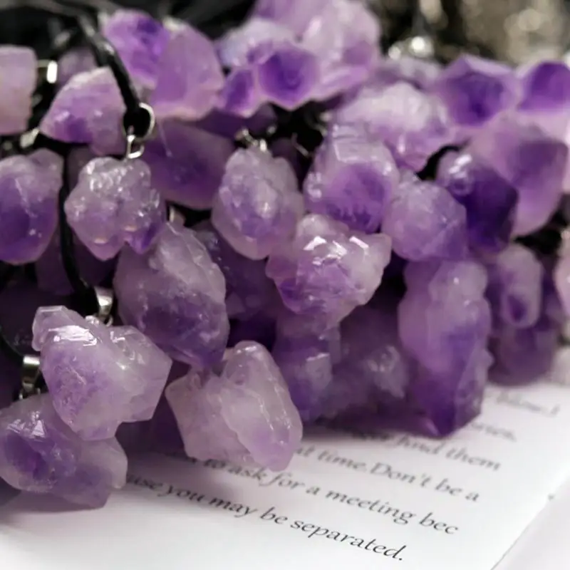 Hot Sale Nature Stones Purple Crystal Necklaces Female Pendant All-match Couples Fashion Necklace Choker Jewelry