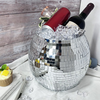 Boule disco en verre miroir, pot de fleurs, décoration de fête, seau à glace rond, décoration disco pour la maison
