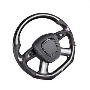 Volant en cuir forgé en carbone personnalisé pour <span class=keywords><strong>Audi</strong></span> A3/A4/A5/A6/Q5/Q7 2005-2017 - Marquage <span class=keywords><strong>bleu</strong></span> OEM, poignée perforée - Product Image 3