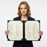 Couverture plate double face en cuir PU A4 de haute qualité pour menu de restaurant avec personnalisation