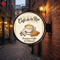 Panneau publicitaire circulaire mural entièrement automatique, panneau lumineux LED double face, boîte à lumière rotative étanche pour extérieur