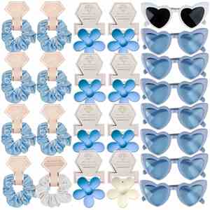 Lot de 24 accessoires pour fête prénuptiale et enterrement de vie de jeune fille : chouchous, pinces à cheveux et lunettes de soleil - Product Image 1