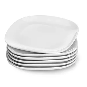 Juego de platos de porcelana blanca, vajilla de cerámica cuadrada, barata, venta al por mayor