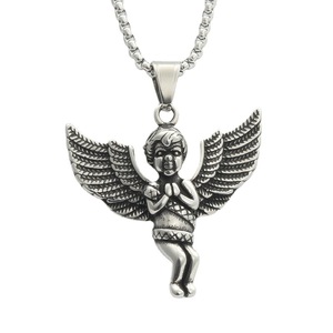 Colgante de ángel de acero inoxidable yunnique con alas, collar de estilo Punk Retro para hombre, joyería de regalo - Product Image 4