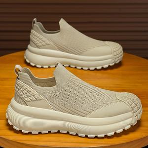 2025 Casual Vliegende Mesh Zomerschoenen Voor Heren, Ademende Eenlaagse Veterschoenen, Nieuwe Effen Vaders <span class=keywords><strong>Joker</strong></span>-Slippers Modetrend - Product Image 4