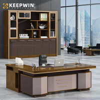 Mobilier de bureau mélaminé texture losange en cuir unique Bureau en bois escritorio design de table de direction