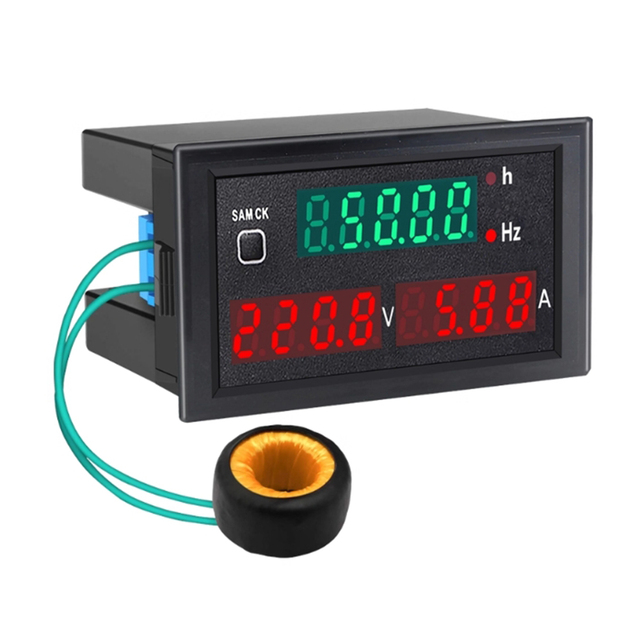 Digital Multimeter AC 80-300V 100A Voltage Amperage 45.00-65.00Hz Frequency Meter AC Volt Amp Tester Gauge Monitor LED Display