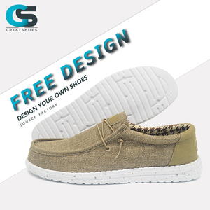 Greatshoes Chaussures de marche décontractées en cuir véritable kaki pour la vie quotidienne, Mocassins <span class=keywords><strong>bateau</strong></span> décontractés en toile pour hommes, Chaussures à enfiler pour hommes - Product Image 1