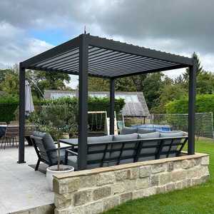 Pergola Gazebo 8x10 6x4m de qualité commerciale avec cadre en aluminium thermolaqué et système de toit réglable pour balcon - Product Image 5