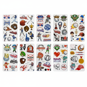 Set di 10 adesivi per il tifo del tatuaggio di Baseball al vapore souvenir sportivi - Product Image 1