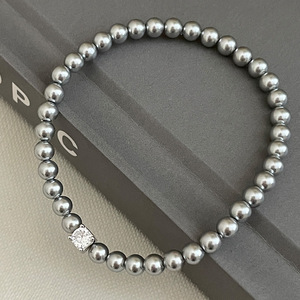 Wholesale new S925 silver <b>shell</b> pearl round bead pendant <b>bracelet</b> niche fashion women's diy jewelry <b>bracelet</b> - Product Image 5