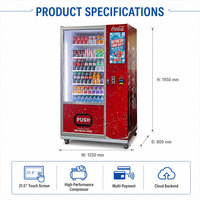 Distributeur automatique intelligent à fonctionnement efficace pour boissons et collations, avec livraison par voie spirale, réfrigérateur intégré