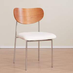 Modern Wooden <b>Backrest</b> Chair With Black Seat And Metal Legs For Living Room Or Dining Space - Product Image 4