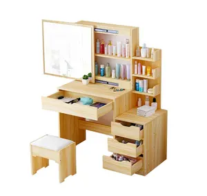 China factory wholesale simple dressing table modern design storage wooden makeup vanity with mirror