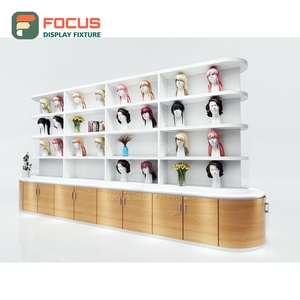 ตู้โชว์วิกผมพรีเมียม ไม้ กระจก ชั้นวางแบบลิ้นชัก พร้อมไฟ ตู้โชว์ร้านขายวิกผม - Product Image 1