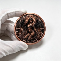 Pièce de monnaie en cuivre Gothique Ange Noir, 1 once, Cuivre pur .999, Art en relief 2D et 3D, Pièce de collection de type Challenge Coin pour collectionnages