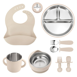 Plato de Silicona con Dibujos Animados de Animales para Bebés, Juego de 8 Piezas, Base de Succión Libre de BPA, Utensilios de Comedor para Niños - Product Image 4