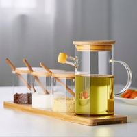 Set Botol Minyak Rumah Tangga dari Kaca Borosilikat Tinggi, Buatan Tangan, Ramah Lingkungan, Tahan Lama, dengan Tutup Kreatif untuk Menyimpan Botol Bumbu Kecap