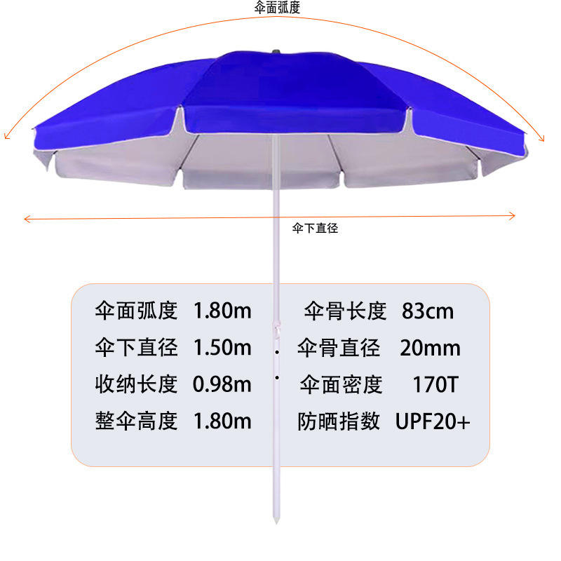 ร่มกันแดดสีฟ้าขนาด 1.8 เมตร เคลือบเงิน (ร่มมีขนาดเล็กมาก)