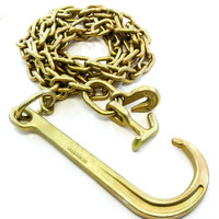 Chaîne de remorquage galvanisée G70 1/4 pouce x 12 pieds avec crochets, chaîne de traction robuste pour camion, remorque, sécurisation des charges