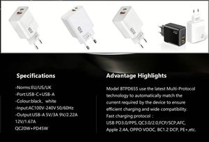 65w <b>Fast</b> Type USB C Adapter Portable Mobile Phone Wall Pd Fully Compatible QC 4.0 Charger for Xiaomi for All Phones - Product Image 5