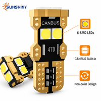 Ampoule LED CANBUS T10 W5W 194 168 plaquée or Sunshiny, sans erreur, 6-SMD 3030, pour plaque d'immatriculation et feux de position latéraux de voiture