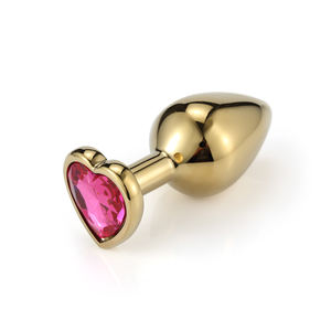Jouets sexuels pour femmes, plug anal en cristal en forme de cœur doré, couleur personnalisée, bijou anal en métal - Product Image 1