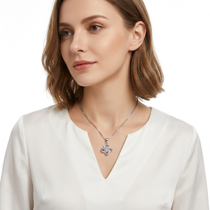 Collier tendance de luxe léger avec pendentif fleur, moissanite 0,5 & 1 carat VVs1, en argent sterling S925 plaqué platine/or/rhodium - Product Image 5