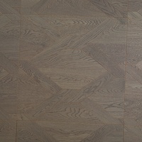 Parquet carré en chêne blanc à motif nœud chinois, revêtement de sol composite en bois massif multicouche, dalles de sol en bois d'ingénierie gris