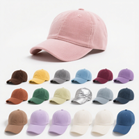 Gorra de Béisbol de Pana con Logotipo Bordado Personalizado, Unisex, Color Rosa Liso, Gorras Deportivas, Gorra de Béisbol con Borde Grueso