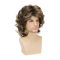 Perruque en cheveux synthétiques de haute qualité, perruque homme noire, cheveux longs bouclés et volumineux en fibres chimiques