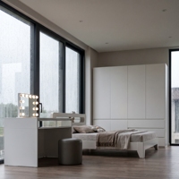 Ensemble de meubles de chambre à coucher moderne de luxe, lits simples et doubles avec armoire de rangement, suite de meubles pour la maison