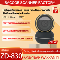 JOAD pemindai kode 2D 1D Supermarket, pemindai kode USB Desktop CMOS Sensor 200 pemindaian/Min rana Barcode Global