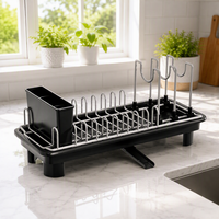 Égouttoir à vaisselle pliable en métal de type vertical, grande capacité, à un seul niveau, avec support pour casseroles