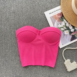 <span class=keywords><strong>Top</strong></span> Corto Sexy de Verano para Mujer, Sin Mangas, Estilo Americano, Camiseta Tipo Bustier, Corsé, Venta al Por Mayor - Product Image 5