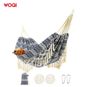 WOQI – hamac d'extérieur en coton avec pompon, hamac balançoire de jardin pour enfants et animaux domestiques