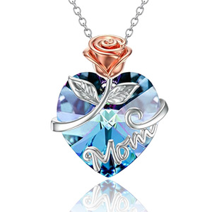 Collar con colgante de corazón de flor rosa para madre/<span class=keywords><strong>abuela</strong></span>/esposa, joyería de cristal, mejores regalos para el día de la madre - Product Image 5