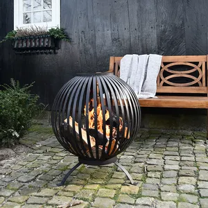 Esschert Design FF400 tamburo unico ferro arrugginito pozzo del fuoco camino esterno 22in bruciatore a legna pozzo del fuoco