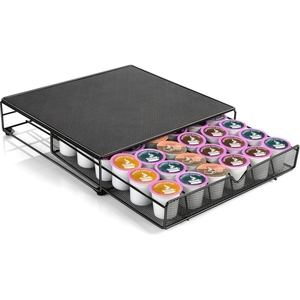Tiroir de rangement pour dosettes K-Cup avec 36 compartiments - Étagère en maille métallique pour dosettes de café, idéal pour la maison ou le coin café du bureau - Product Image 1