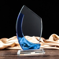 Trofeo de Cristal Transparente Ecológico Hecho a Mano Personalizado para Regalo Empresarial, Diseño Patriótico con Grabado de Logotipo Personalizado